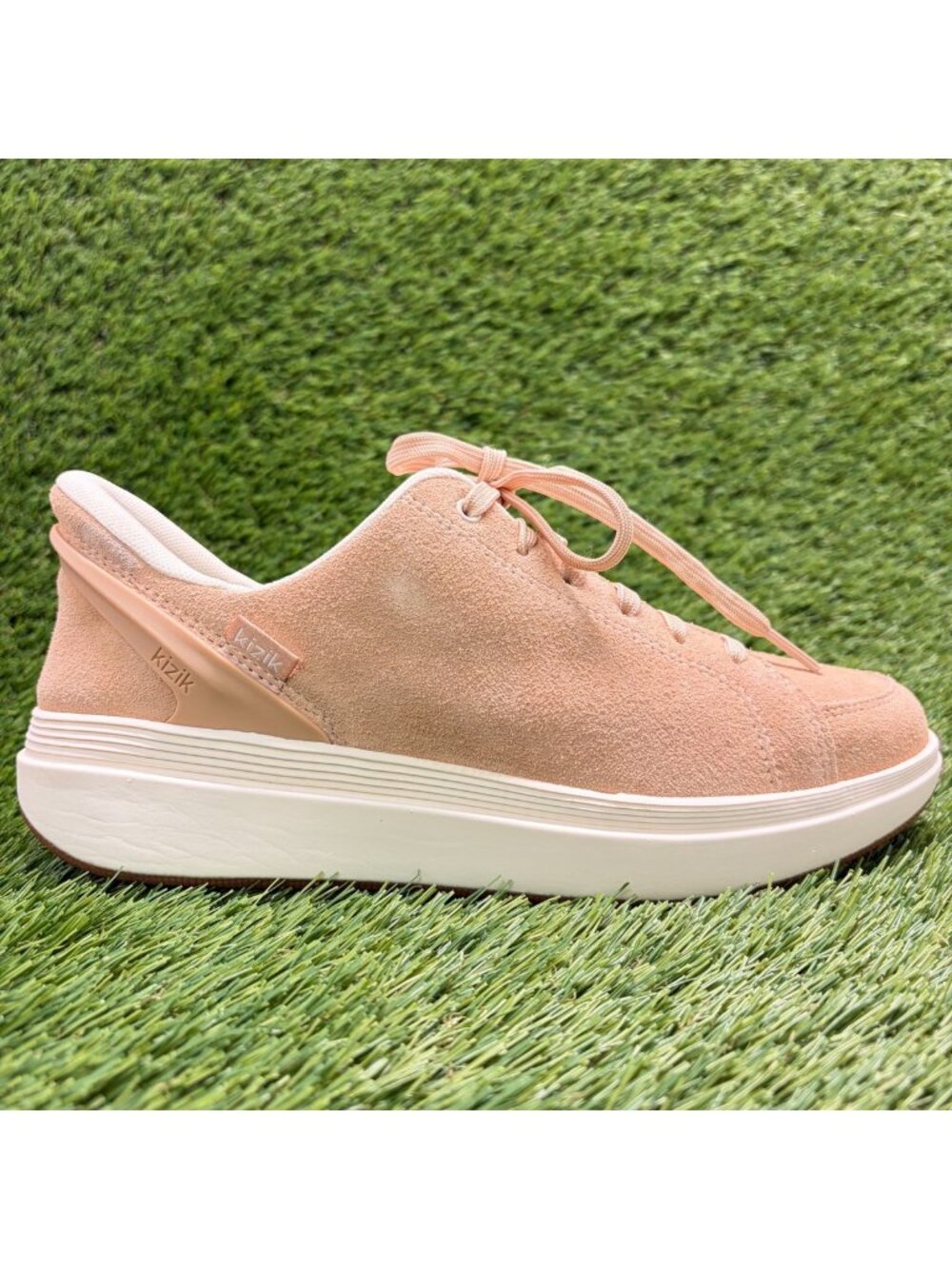 Kizik Sydney Womens Size 9 Pink White Athletic Suede Hands Free Shoes Sneakers